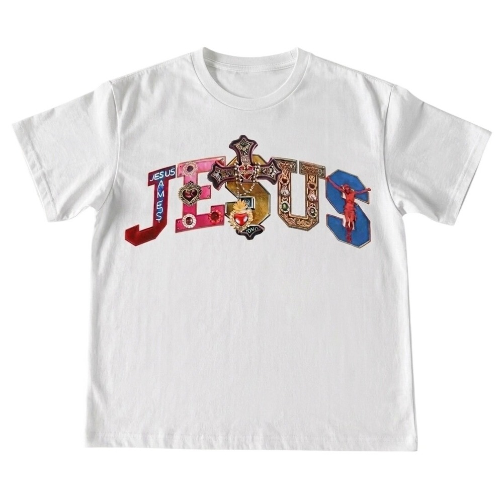 Jesus Graphic T-Shirt Unisex White New Ornate Religious Streetwear